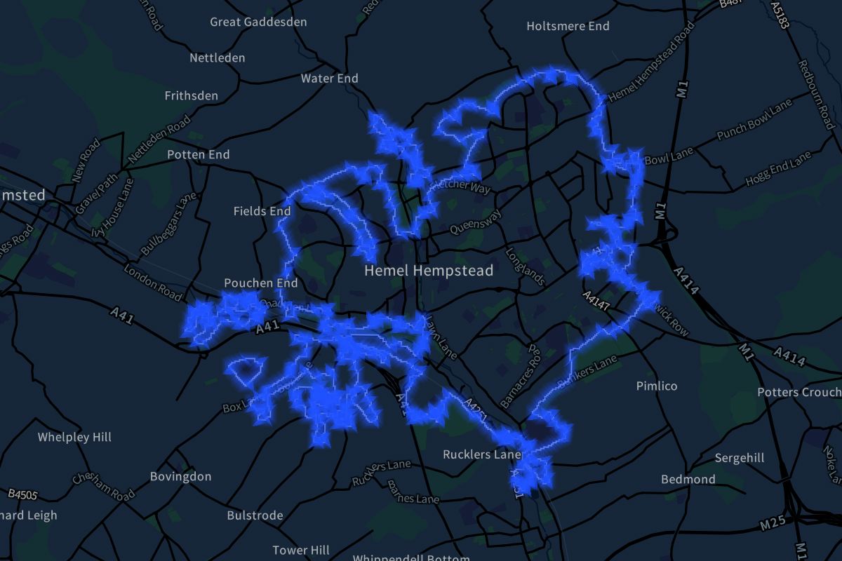 Hemel Hempstead geographic boundaries dark outline