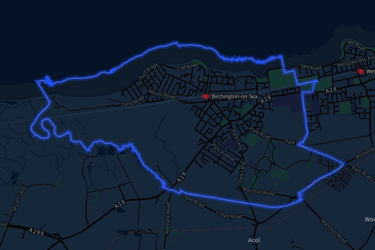 Birchington geographic boundaries dark outline