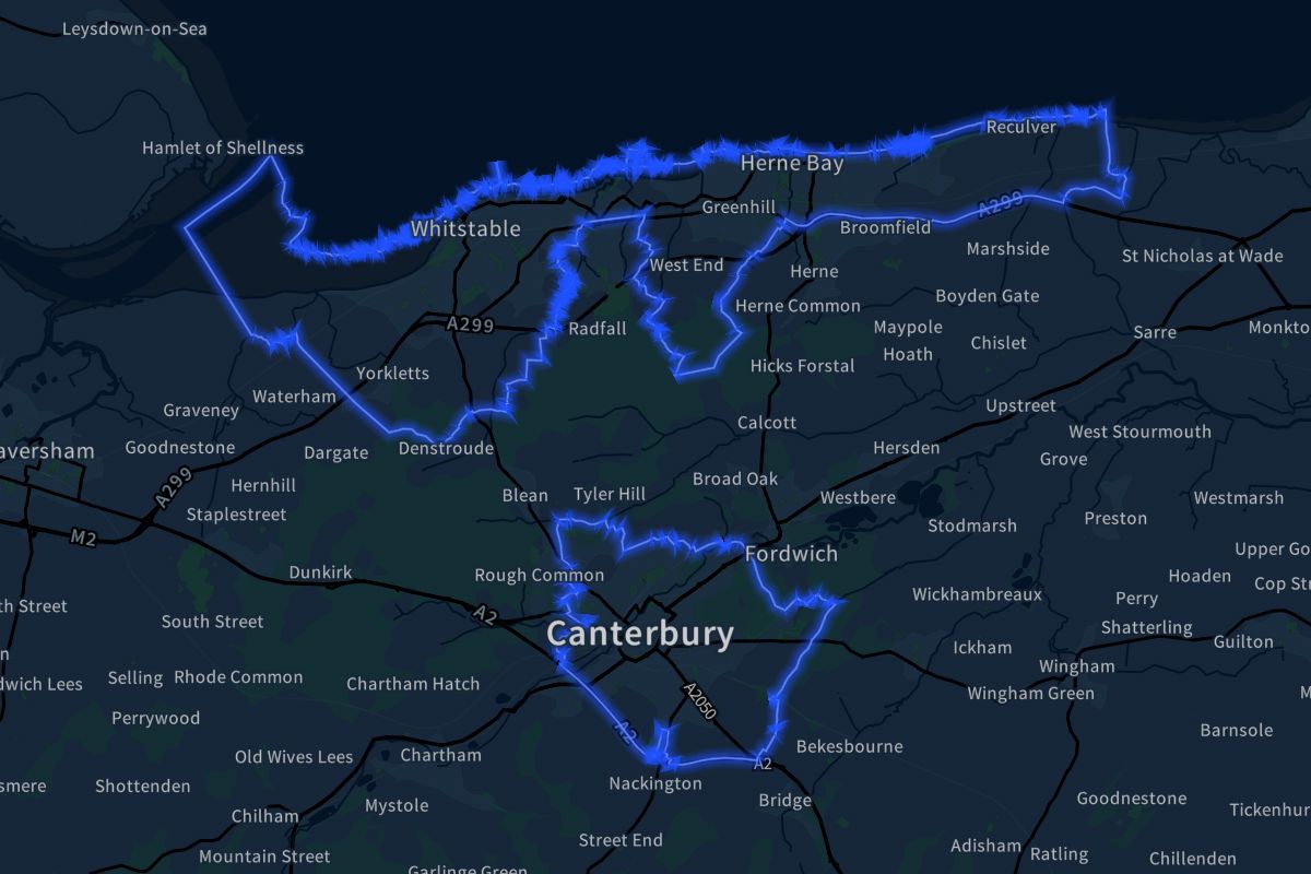 Canterbury geographic boundaries dark outline