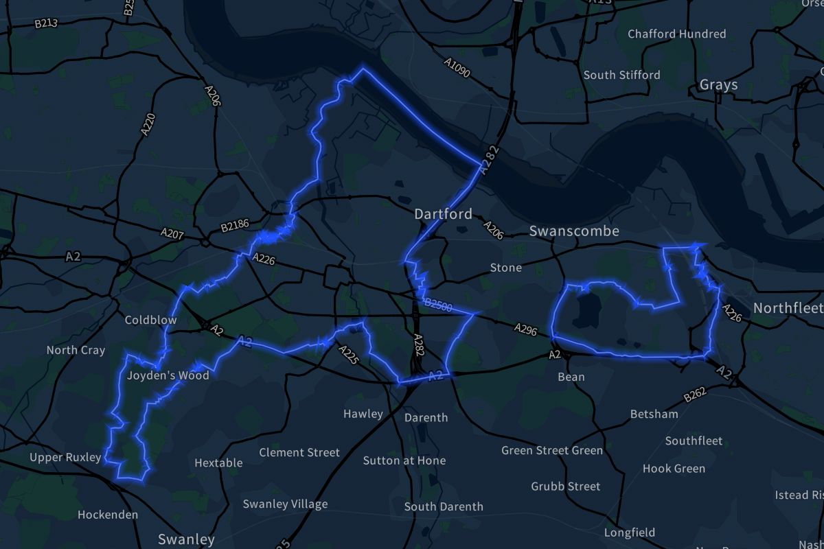 Dartford geographic boundaries dark outline