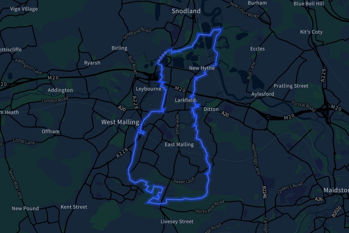 East Malling and Larkfield geographic boundaries dark outline