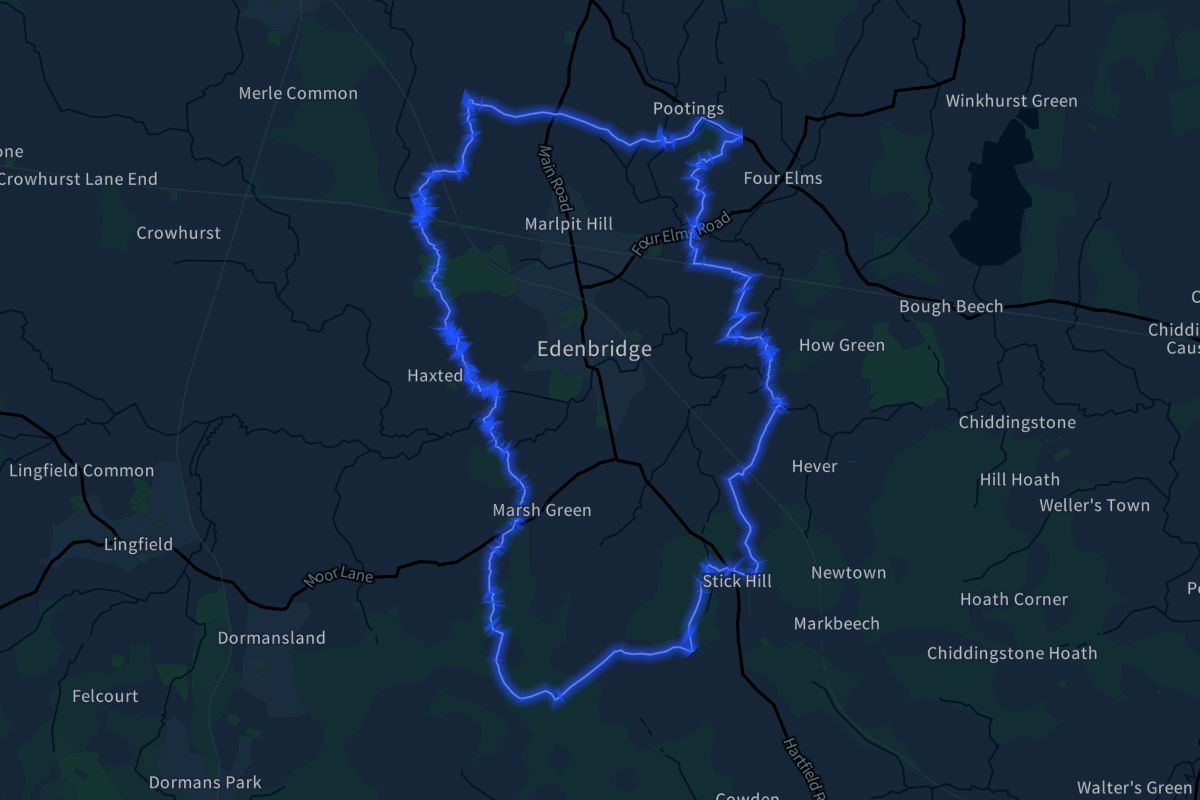 Edenbridge geographic boundaries dark outline