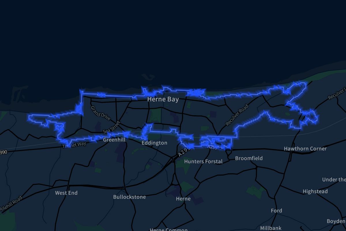 Herne Bay geographic boundaries dark outline