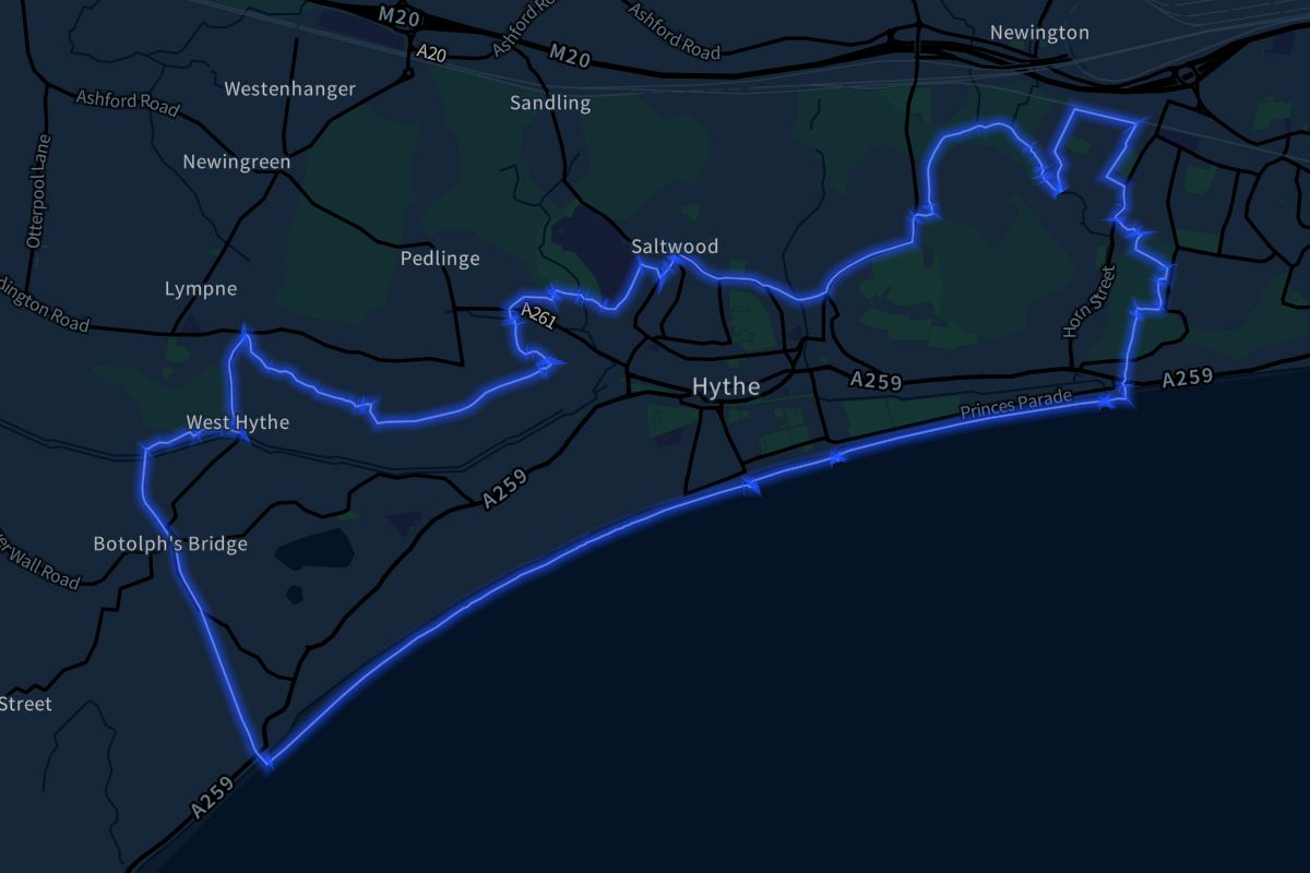 Hythe geographic boundaries dark outline