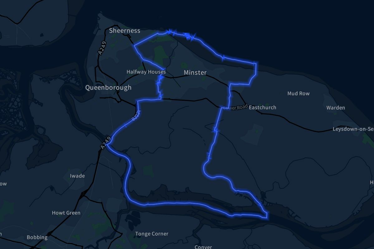 Minster-on-Sea geographic boundaries dark outline