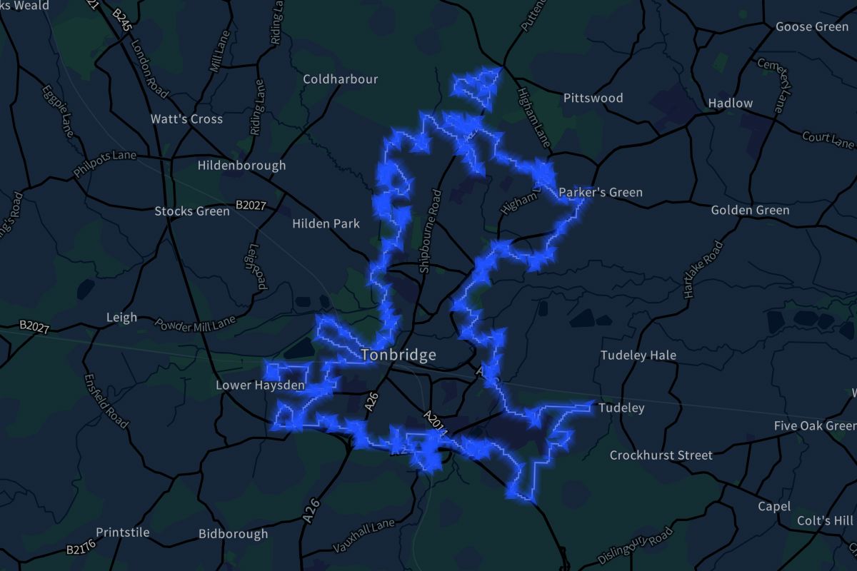 Tonbridge geographic boundaries dark outline
