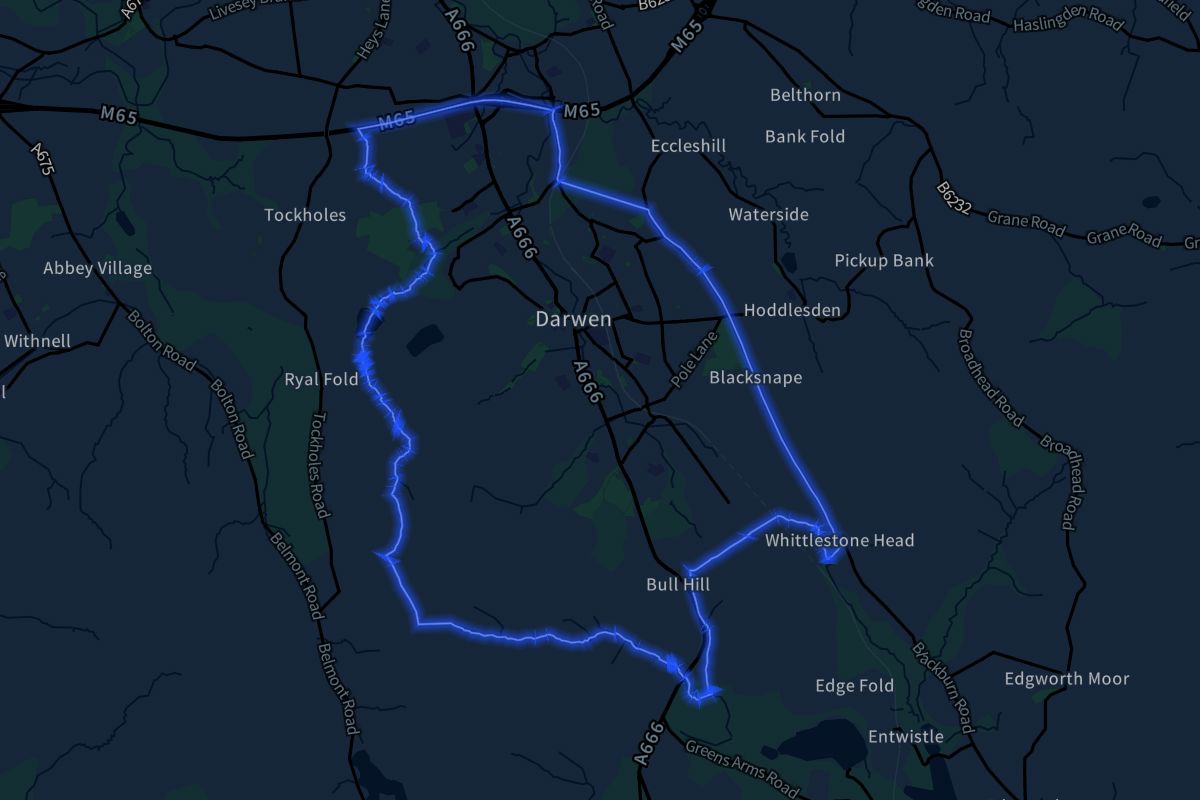 Darwen geographic boundaries dark outline