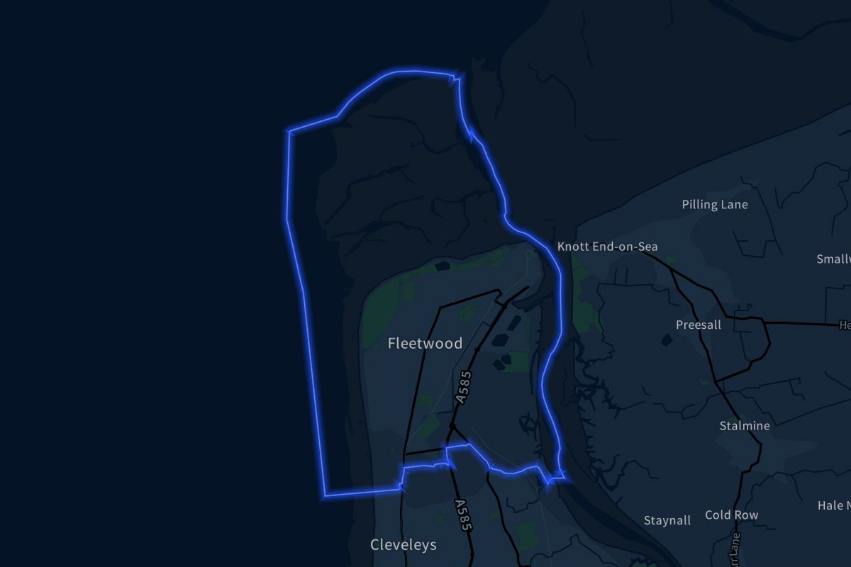 Fleetwood geographic boundaries dark outline