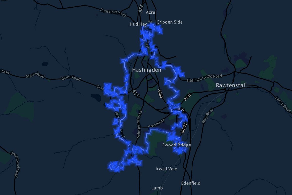 Haslingden geographic boundaries dark outline
