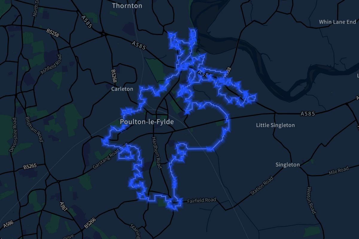 Poulton-le-Fylde geographic boundaries dark outline