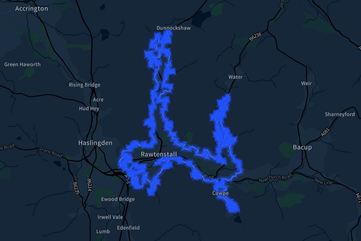 Rawtenstall geographic boundaries dark outline