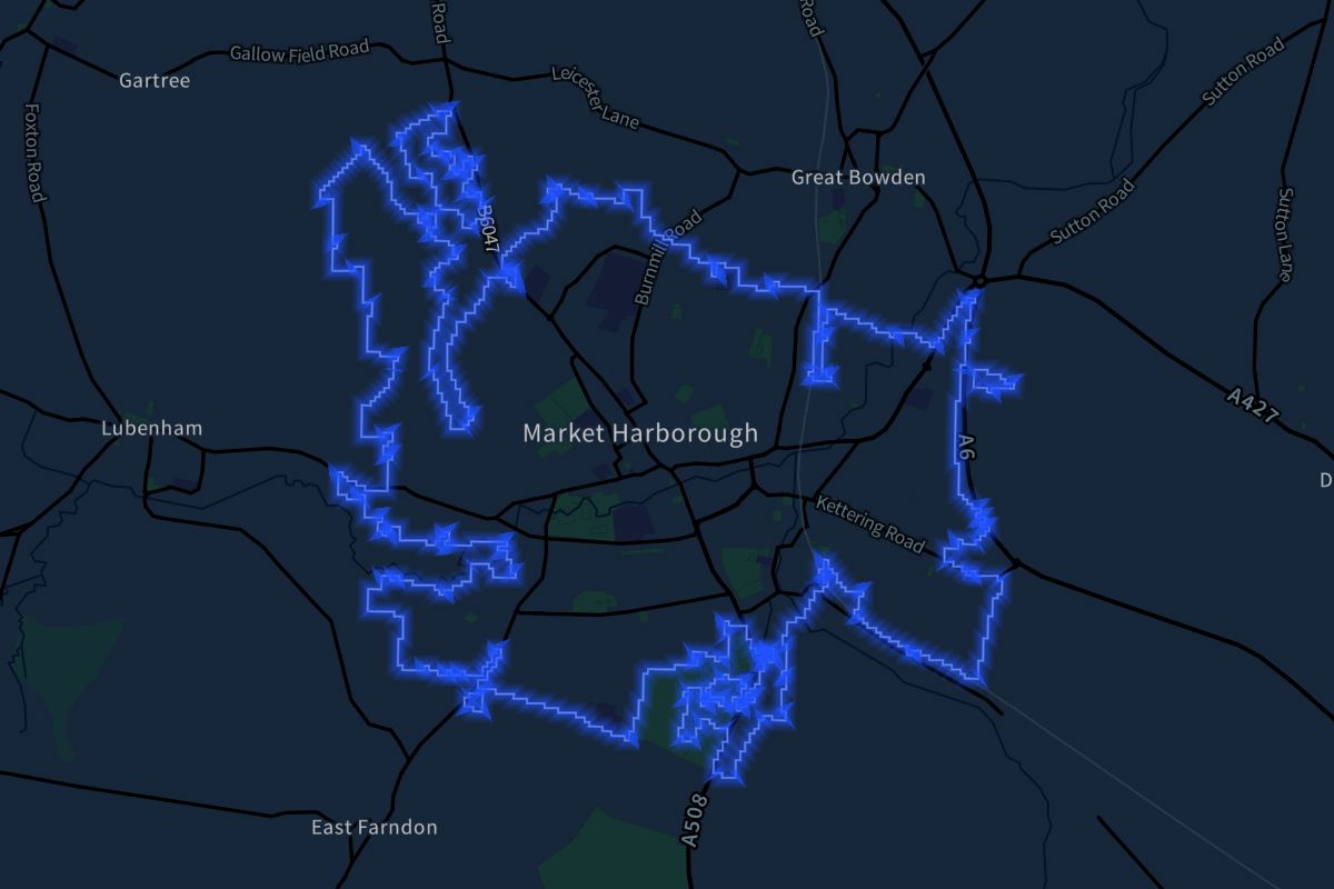 Market Harborough geographic boundaries dark outline