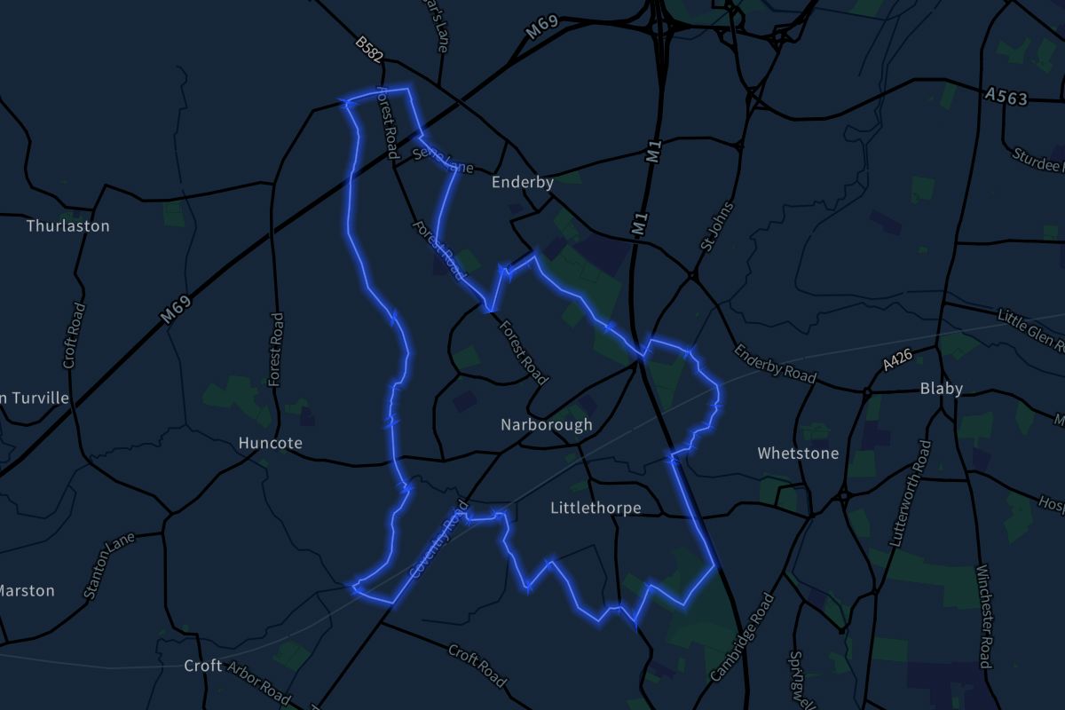 Narborough geographic boundaries dark outline