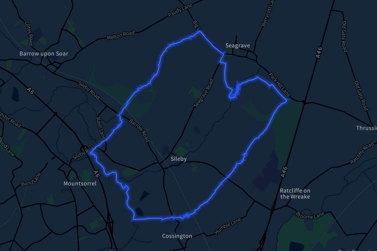 Sileby geographic boundaries dark outline
