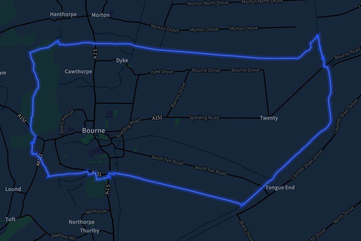 Bourne geographic boundaries dark outline
