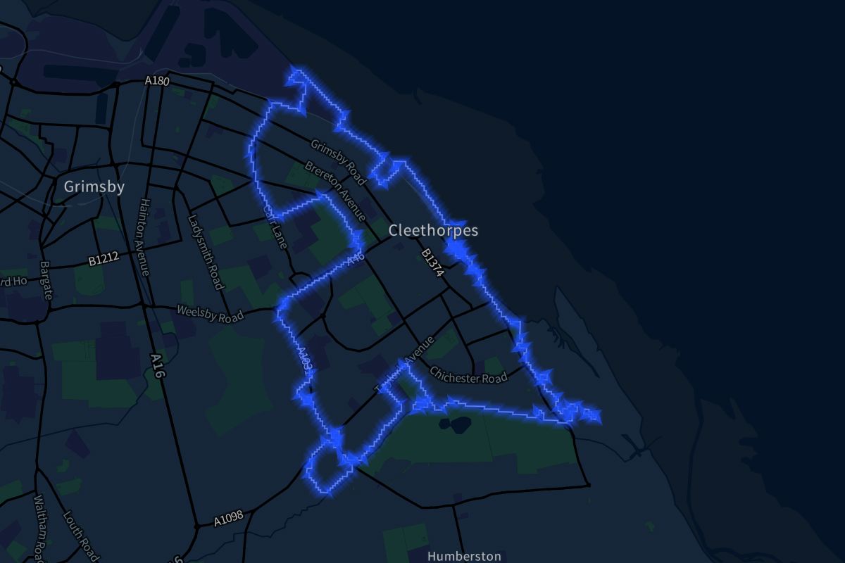 Cleethorpes geographic boundaries dark outline