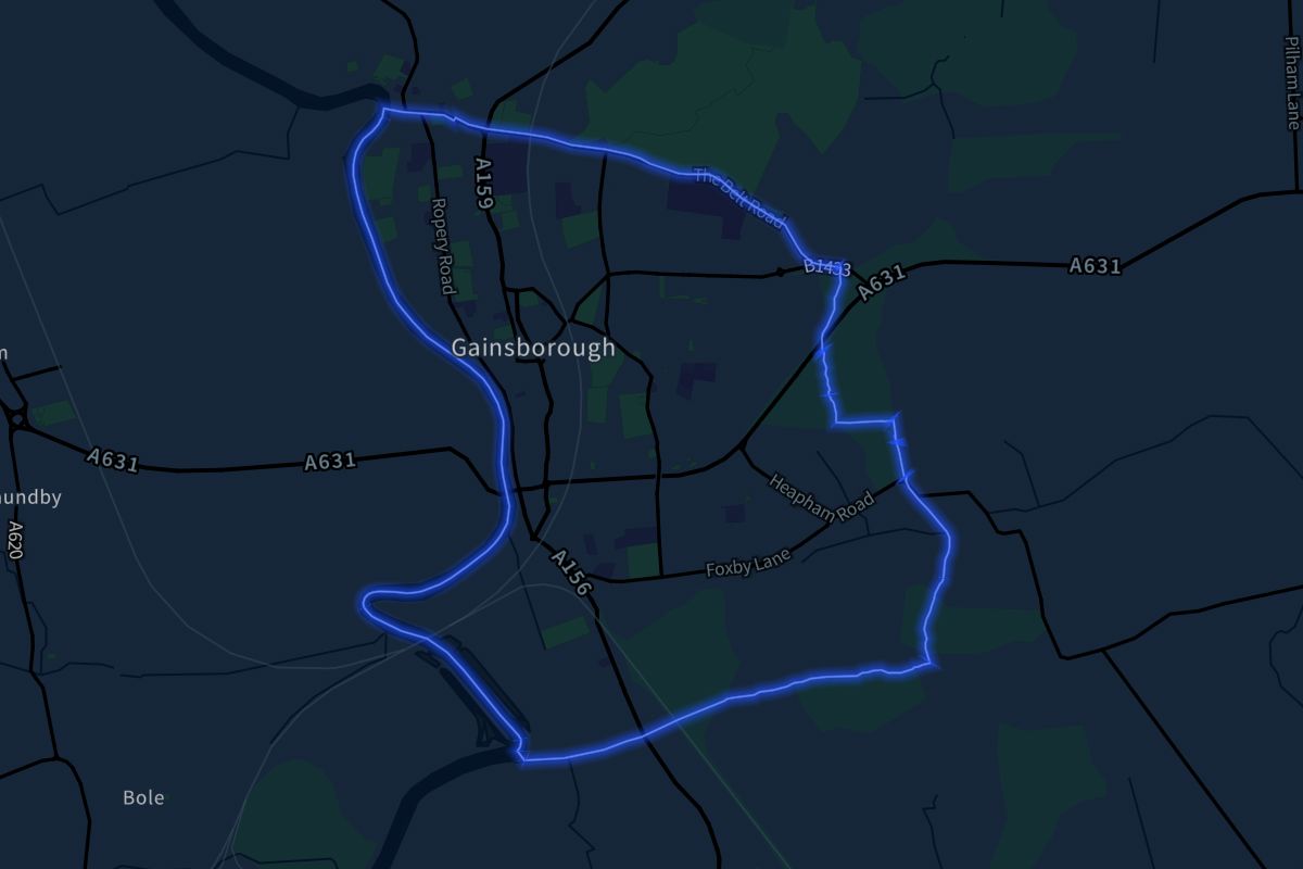 Gainsborough geographic boundaries dark outline