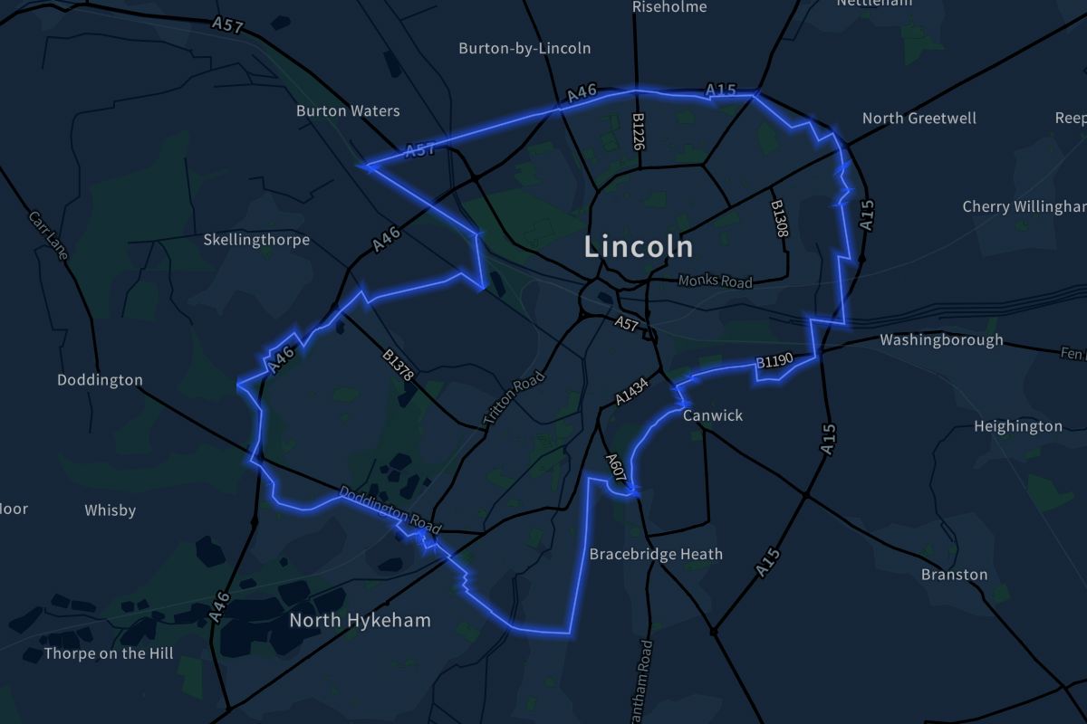 Lincoln geographic boundaries dark outline