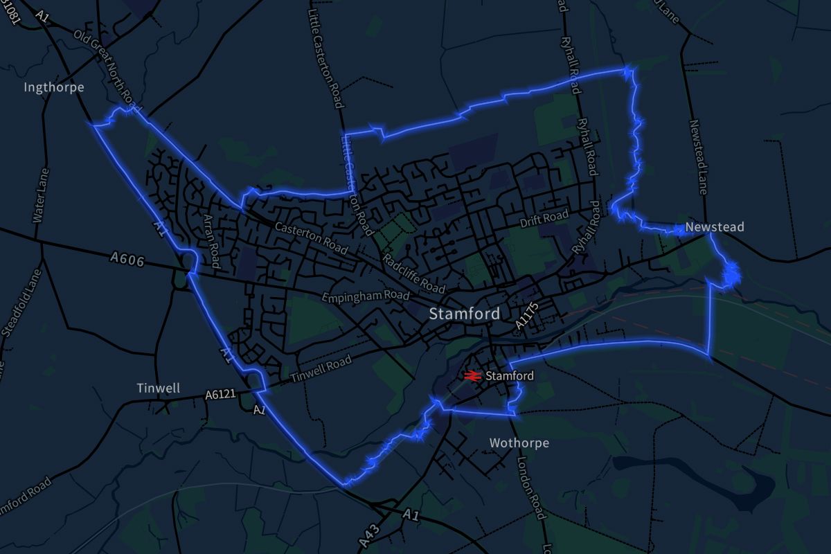 Stamford geographic boundaries dark outline