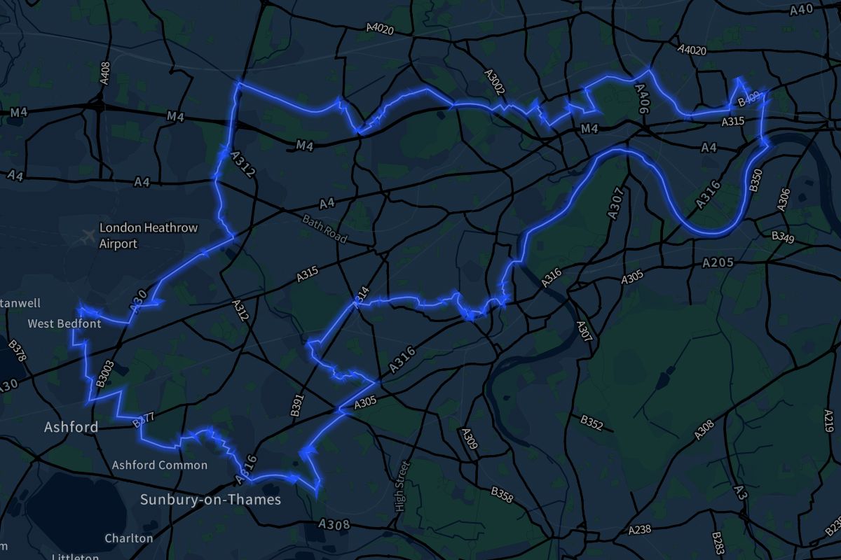 Hounslow geographic boundaries dark outline