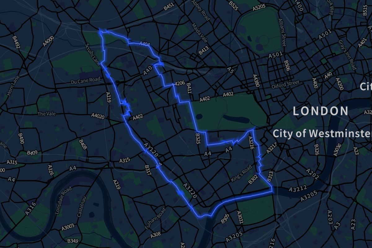 Kensington and Chelsea geographic boundaries dark outline