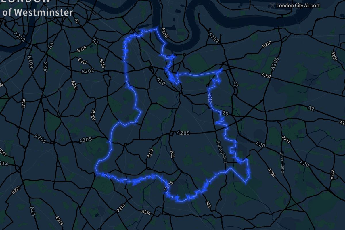 Lewisham geographic boundaries dark outline