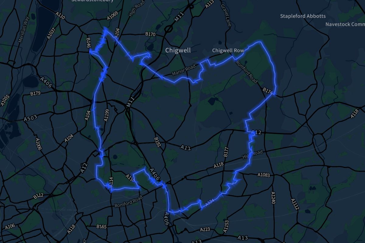 Redbridge geographic boundaries dark outline