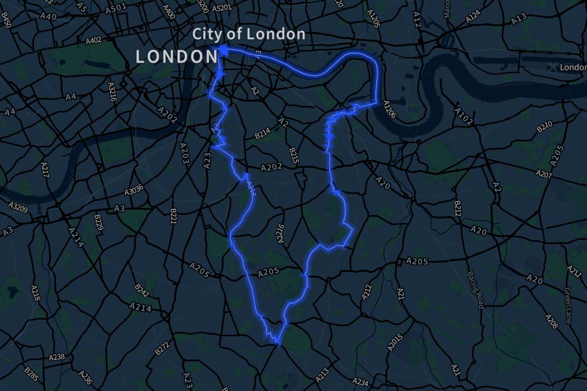Southwark geographic boundaries dark outline