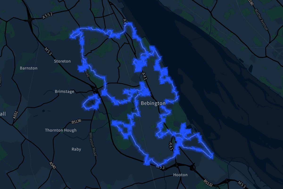 Bebington geographic boundaries dark outline