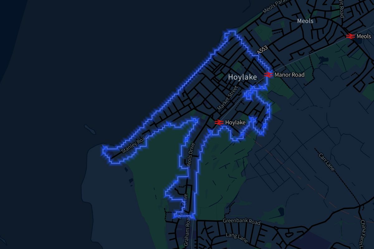 Hoylake geographic boundaries dark outline