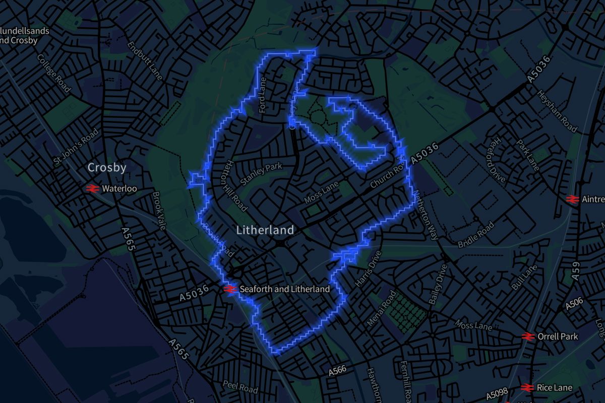 Litherland geographic boundaries dark outline