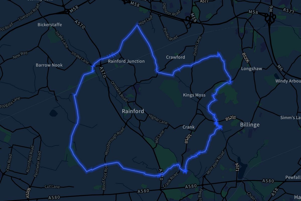 Rainford geographic boundaries dark outline