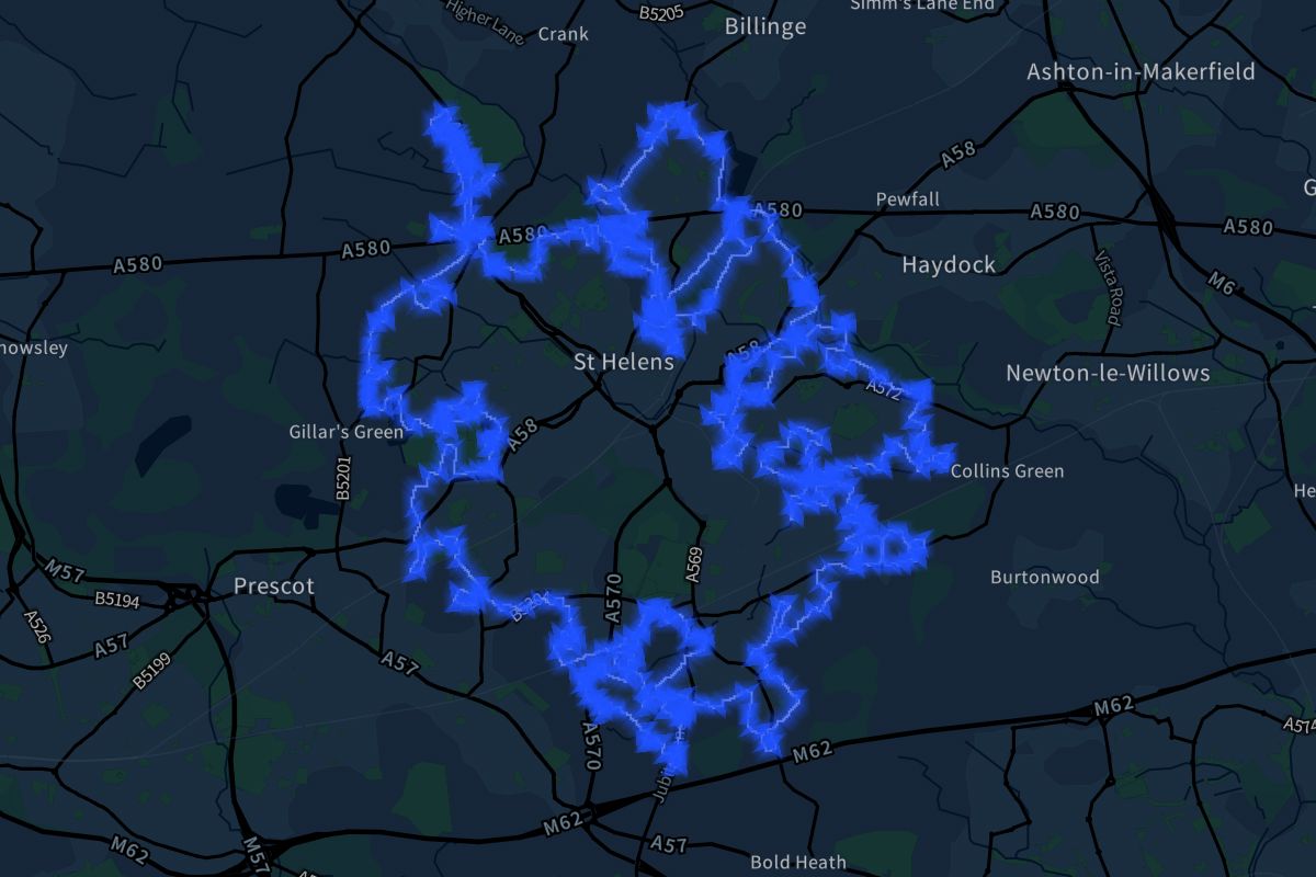 St Helens geographic boundaries dark outline