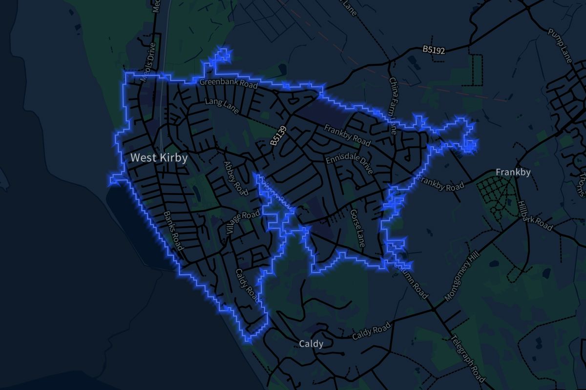 West Kirby geographic boundaries dark outline
