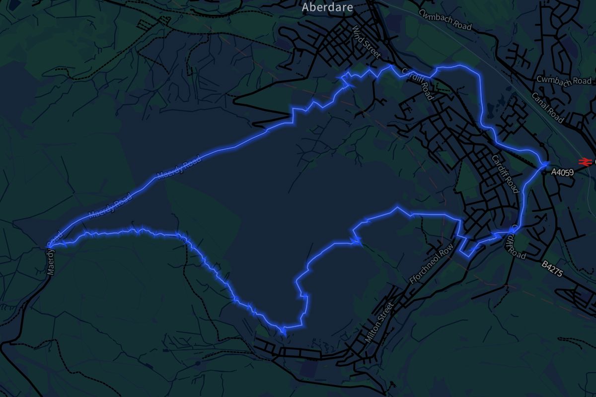 Aberaman geographic boundaries dark outline