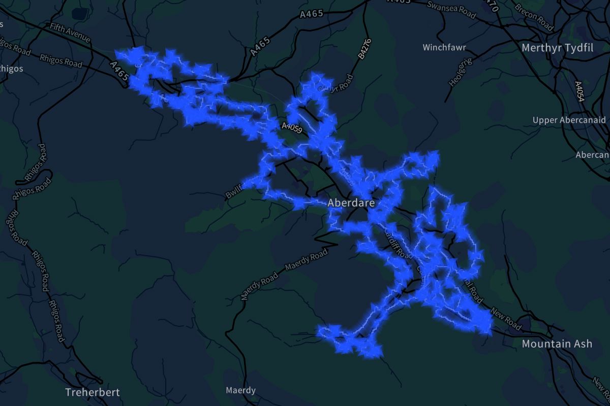 Aberdare geographic boundaries dark outline