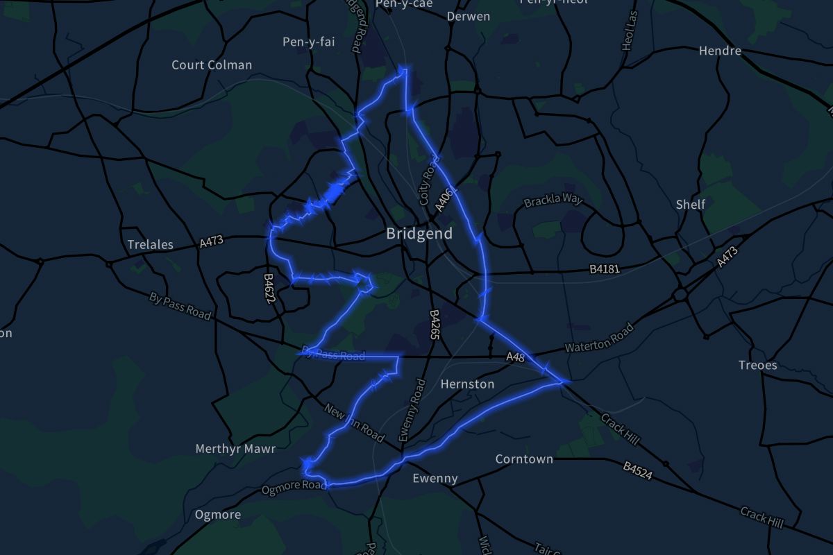 Bridgend geographic boundaries dark outline