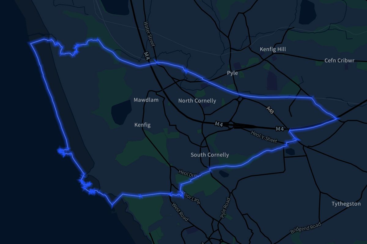 Cornelly geographic boundaries dark outline