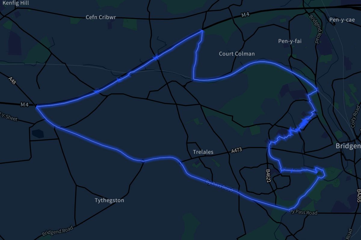 Laleston geographic boundaries dark outline