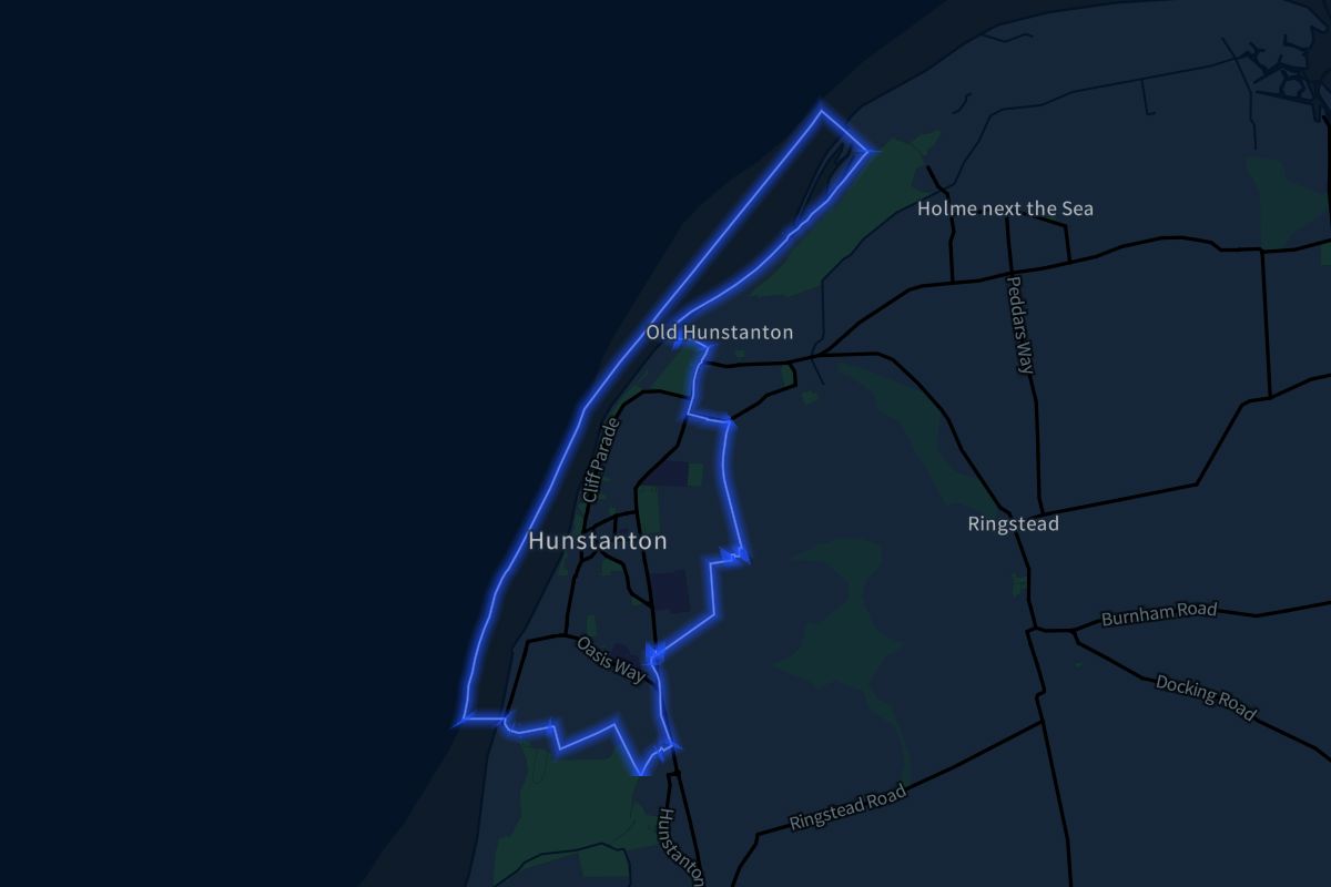 Hunstanton geographic boundaries dark outline