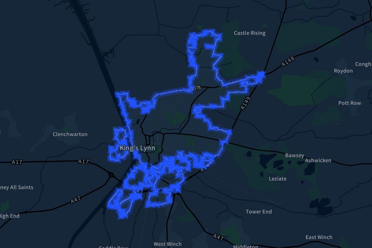 King's Lynn geographic boundaries dark outline