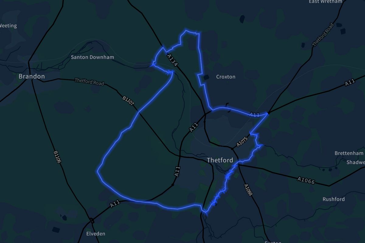 Thetford geographic boundaries dark outline