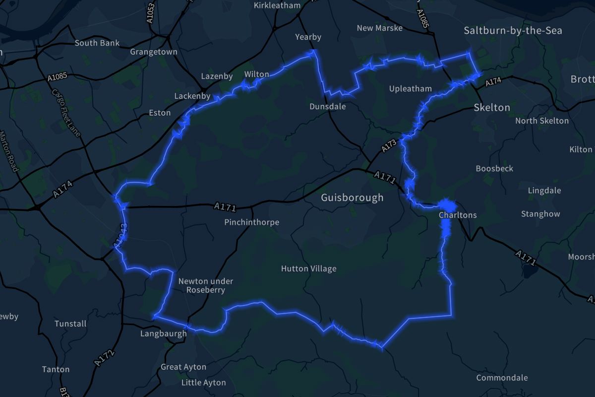 Guisborough geographic boundaries dark outline