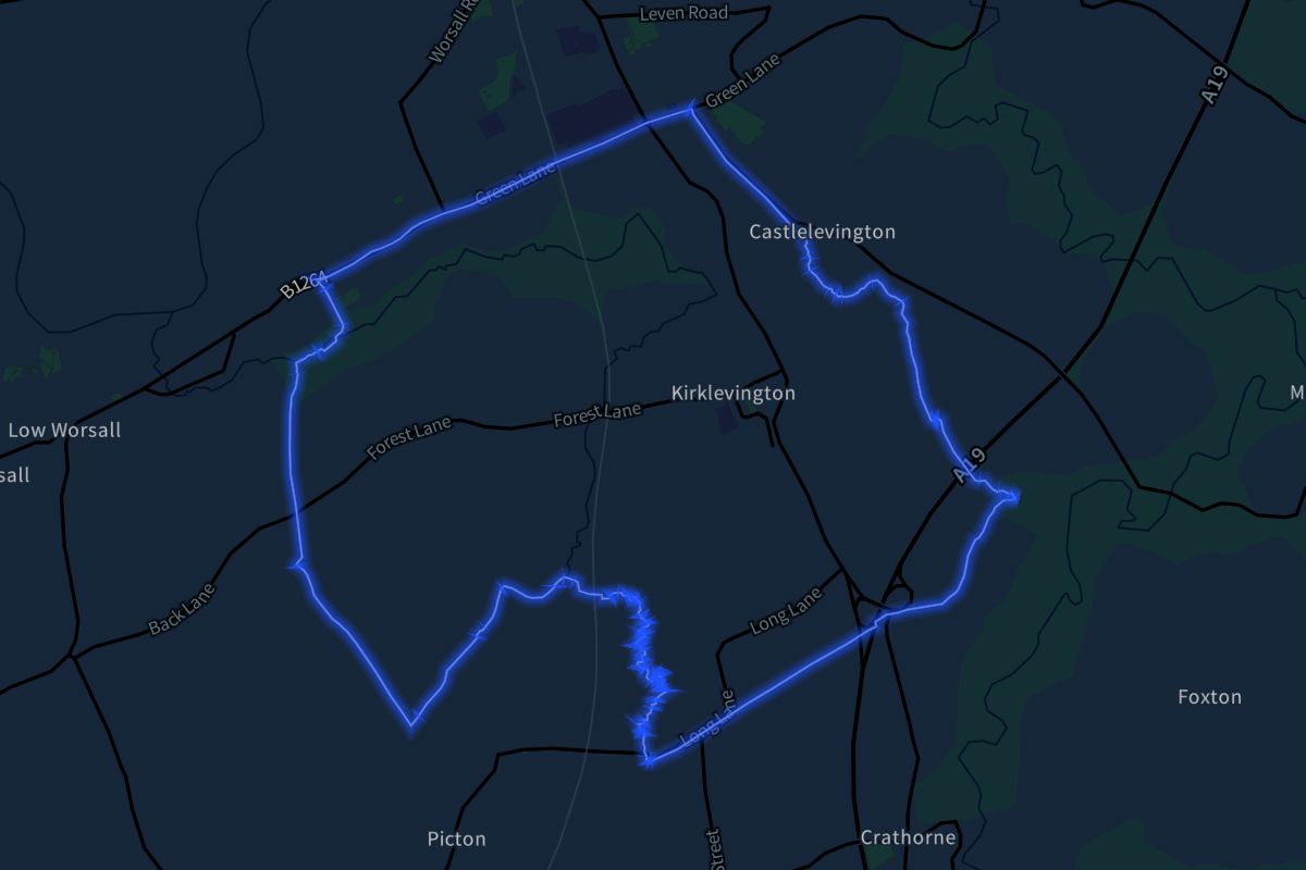 Kirklevington geographic boundaries dark outline