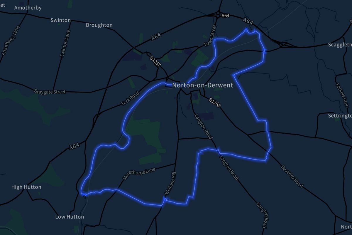 Norton-on-Derwent geographic boundaries dark outline