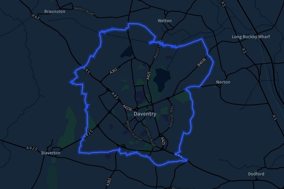 Daventry geographic boundaries dark outline