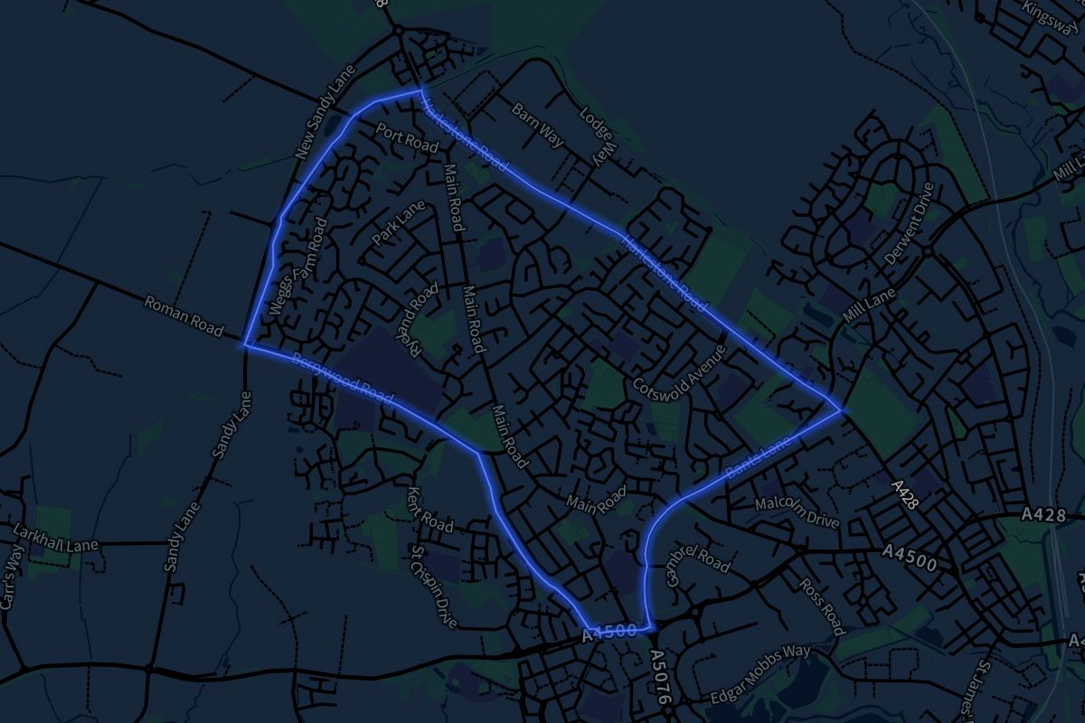Duston geographic boundaries dark outline