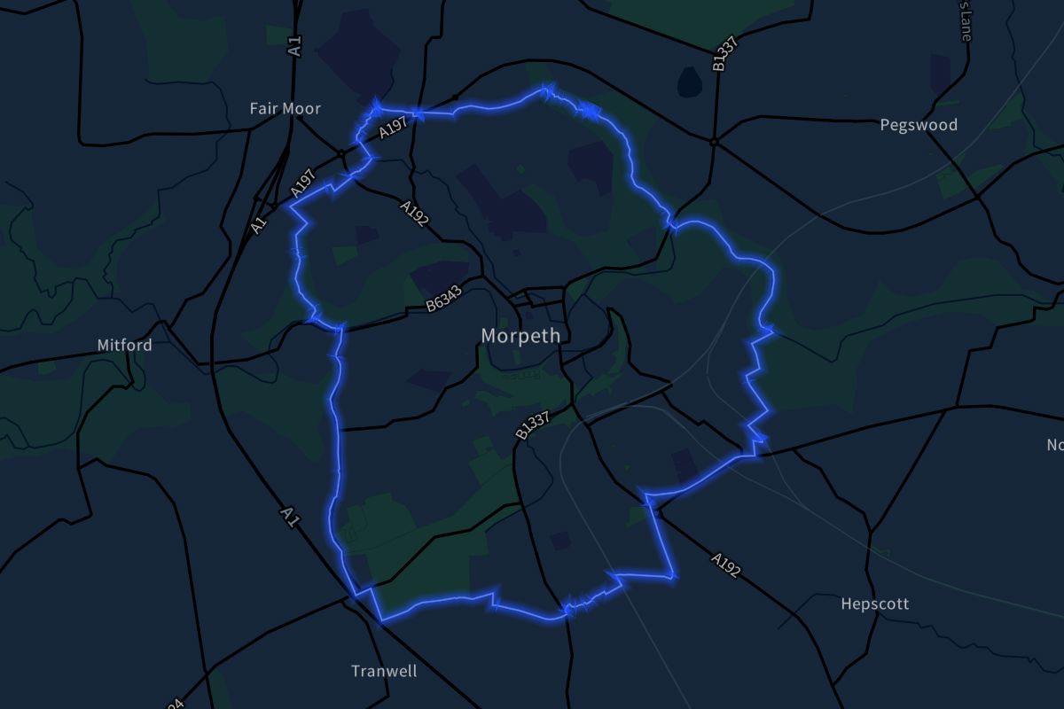 Morpeth geographic boundaries dark outline