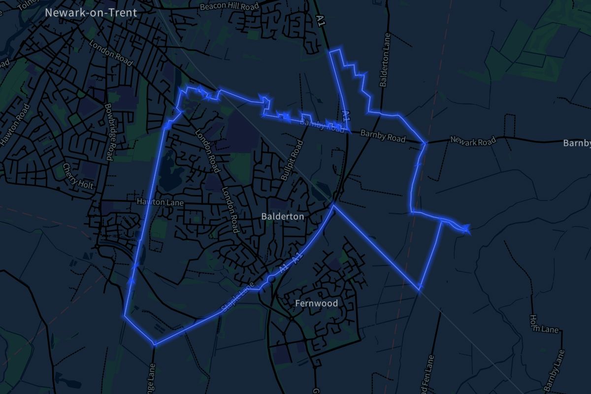 Balderton geographic boundaries dark outline