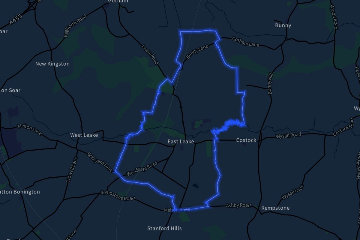 East Leake geographic boundaries dark outline
